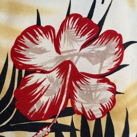 Hibiscus Collection Hawaii Women's Floral Print Tank Top Size L Red Yellow - Picture 3 of 7